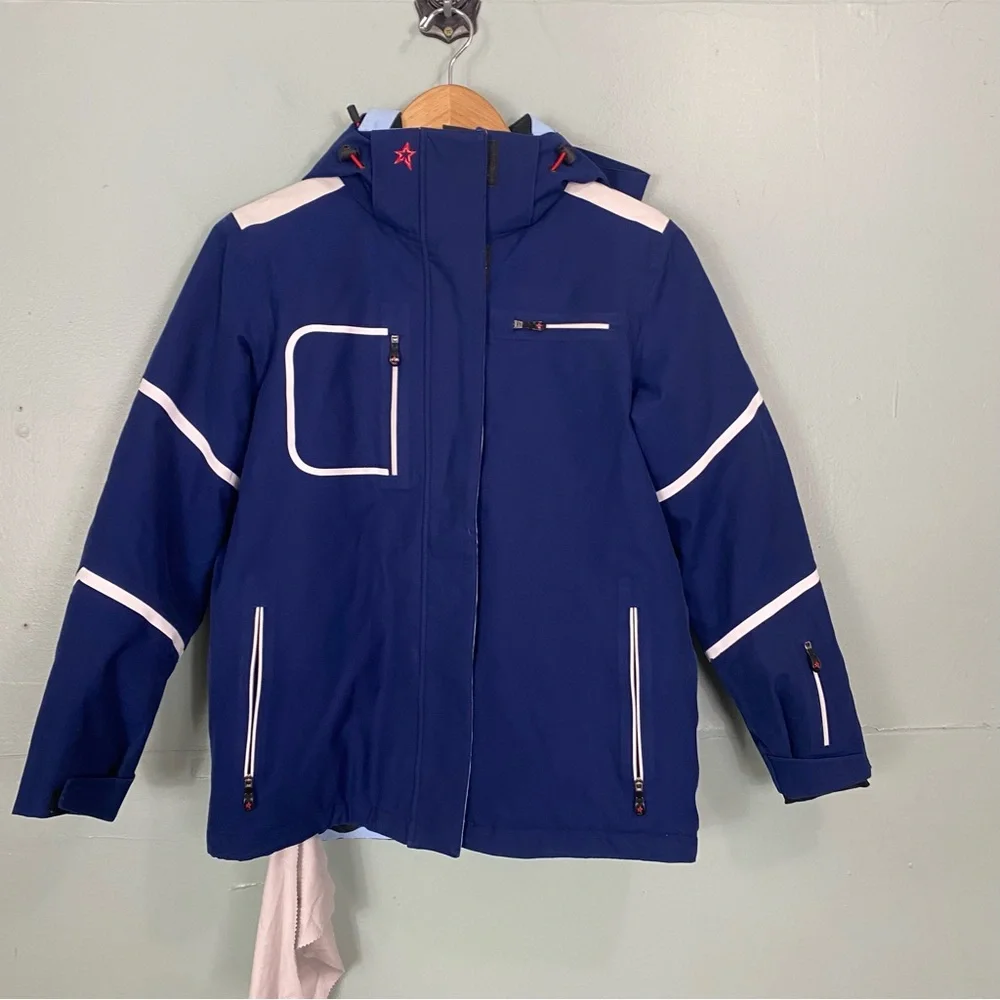 Perfect Moment Qanuk Ski Snow Jacket Blue Star Graphic Size 12 Youth Kids